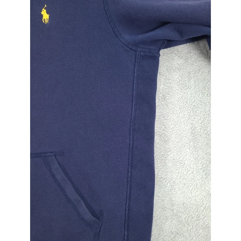Polo Ralph Lauren Mens Sz Lg Heavy Weight Blue Full Zip Hoodie Yellow Pony Logo